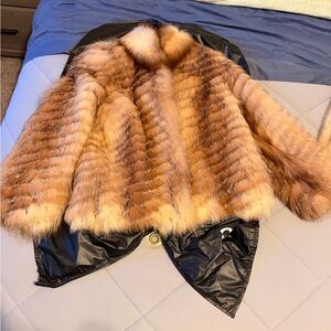 Women's Authentic. Fox Fur Jacket in Golden Brown